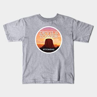 Devils Tower Wyoming Sunset Kids T-Shirt